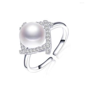 Anillos de racimo Dainashi Real 925 plata elegante 8-9mm anillo de perlas naturales de agua dulce ajustable para mujer regalos de compromiso venta 2023