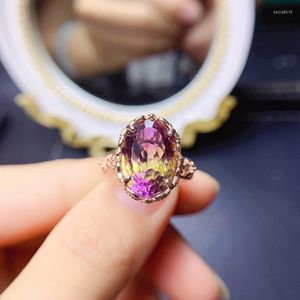 Anillos de racimo Delicado anillo de compromiso de lujo para mujer Estilo ligero Púrpura-topacio Parejas Regalo de aniversario
