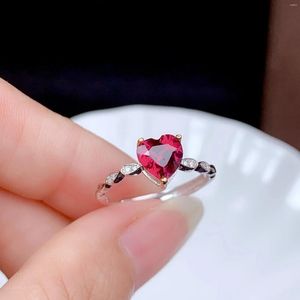 Cluster anneaux Diwenfu authentique 925 argent sterling rouge rubis bijoux ouverte pour femmes anillos de bizuteria pierre précieuse