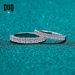 Cluster Rings DUQ Silver 925 Sparkling 10 HeartArrow Ring Band Brillant Cut Mignon Micro D Couleur Rond Blanc Moissanite Cadeau De Mariage Jewe