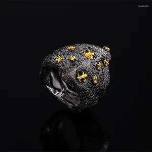 Bagues de cluster exquise bague de bijoux en or noir pour femmes mode météore haute qualité fiançailles de mariée hommes