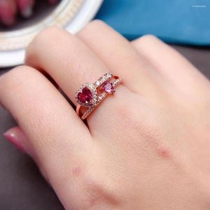 Bagues de cluster Fashion Hear Garnet Bague pour un usage quotidien Argent naturel Janvier Birthstone 925 Bijoux