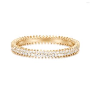 Bagues de cluster Fine Bijoux Classics Design 14K Solid Gold Pave Diamant Naturel Bague d'éternité Dames Cadeau Fête Fiançailles Mariage
