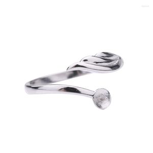 Anillos de racimo de plata fina de ley 925 de 6-9mm con perla o cuentas redondas, anillo semimontado para mujer, ajuste de joyería, piedra DIY