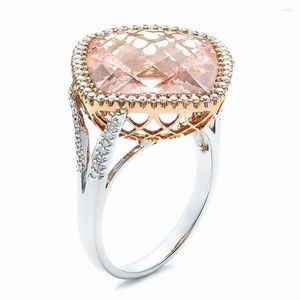 Anillos de racimo Piedras preciosas Champagne Crystal Zircon Diamantes para mujeres Color oro rosa Joyería Bijoux Bague Accesorios de fiesta Regalos