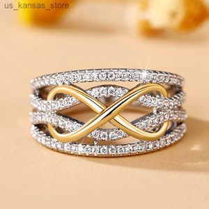 Cluster anneaux huitan Unique infinite love Design Women Rings for Wedding Engagement Band accessoires de luxe Hot Trend Eternity Jewelry Bulk240408