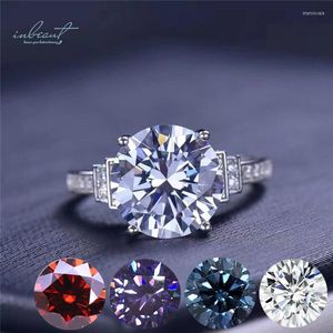 Cluster Rings Inbeaut Excellent Cut Pass Diamond Test 5 Ct D Color Hundred Flowers Purple Blue Red Moissanite Ring 925 Silver Fine Jewelry