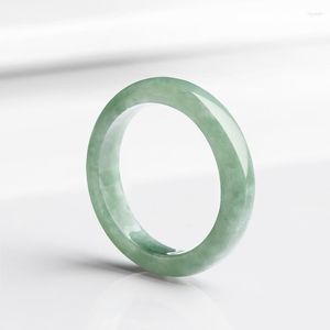 Anneaux de cluster Diamètre intérieur 15-21mm Naturel Emerald A-Goods Bague pour hommes Femmes Couple Paire Cercle Jade Main Bijoux en gros Drop