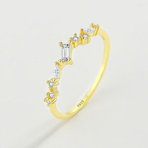 Cluster anneaux japonais bijoux s925 argent plaqué 18 carats en or en diamant rangée étoile belle fête d'arc cadeau d'anniversaire en gros