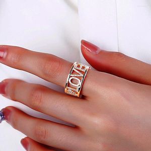 Cluster anneaux Love Star Letters Alphabet For Women Finger Bride Wedding Gift 2022 TREND