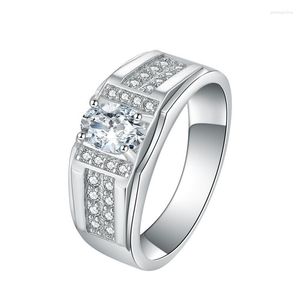 Cluster Ringe Luxus 925 Sterling Silber Ehering Eternity Ring für Männer Damen Big Finger Party Jubiläumsgeschenk mit Box Schmuck