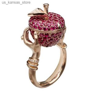 Cluster anneaux de luxe rose cristal pomme bague de mariage unisexe punk hip hop vigne secrète compagnon manneur