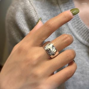 Cluster Rings Ly Arrived S925 Sterling Silver Korean Heavy Industry Hammer Ring Style Fashion Simple Basic Wholesale