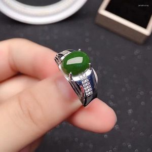 Bagues de cluster Homme Mode Jade Bague pour la fête 8mm 10mm Naturel Chinois 925 Bijoux en argent Cadeau Boyfriend