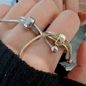 Bagues de cluster minimaliste or argent couleur chaîne réglable pour femmes mode métal noeud noué bague bijoux cadeaux en gros 2023