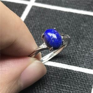 Anillos de clúster Natural Royal Blue lapis LAZULI Joyería para el anillo para mujer amor 8x6mm Beads Golstal Gemstone ajustable