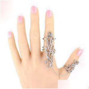 Cluster Anneaux Nouveau Gothique Punk Rock Strass Croix Knuckle Joint Armure Long Fl Réglable Doigt Cadeau Pour Femmes Fille Bijoux De Mode Dh4Q7