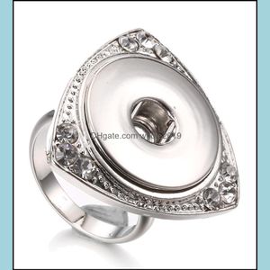 Anneaux de cluster Noosa Crystal Triangle Ginger Snap Ring DIY 18mm Bouton Bande réglable Femmes Hommes Bijoux Drop Livraison Dh3Fr