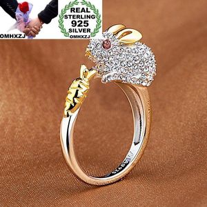 OMHXZJ Vente en gros de mode européenne Femme Homme Cadeau de fête Zodiac chinois Zircon AG 925 Sterling Silver 18KT Yellow Gold Ring RR42