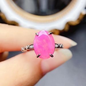 Anillos de racimo Anillo de compromiso de ópalo de fuego rosa Plata de ley 925 Boda antigua Regalo de aniversario retro Promesa nupcial