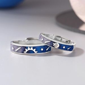 Cluster Rings Véritable Couple En Argent Sterling 925 Certifié Pour Les Amoureux Hommes Et Femmes Original Blue Sky Bijoux Cadeau