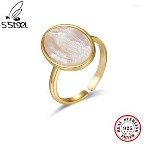 Bagues en grappe S'STEEL Bague ange pour femme Sterling 925 Silver Shell Wedding Gold Vintage Anillos Plata Para Mujer Fine Jewellery
