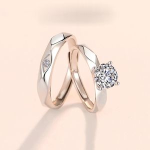 Anillos de racimo S925 Anillo de circón de plata Pareja Luz de boda Lujo Diamante de seis garras 925 Conjuntos de joyería de ley Joyas