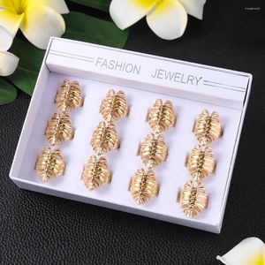 Bagues de cluster vente 12 pcs perle hawaïenne polynésienne prix de gros plaqué or coeur tortues bague ensemble bijoux pour femmes