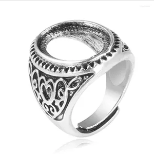 Anneaux de cluster Réglage de couleur argent avec base de cabochon ovale de 13 à 18 mm pour homme bijoux faits à la main bague vierge joli cadeau