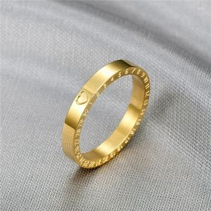 Bagues de cluster Simple Ins Smooth Metal Number Heart Ring pour femmes en acier inoxydable élégant féminin doigt bijoux accessoires