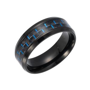 Anillos de racimo UFOORO 8 mm fibra de carbono moda titanio acero inoxidable anillo de dedo para mujer hombres joyería accesorios de oro regalo conmemorativo