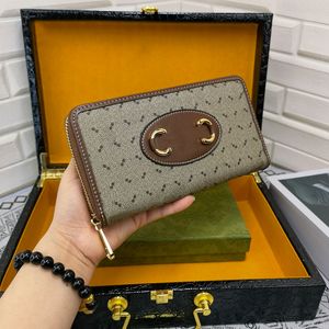 Bolso de mano Cartera larga Mujer Bolsos de mano de cuero genuino Cartera con cremallera Moda Letra cruzada Bolsillo para monedas Tarjeteros internos Carteras Bolsos Mayorista de fábrica