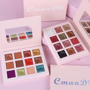 CmaaDu 12 couleurs simples mat miroitant imperméable à l'eau paillettes paillettes humide ombre à paupières palette maquillage 5 pcs/lot