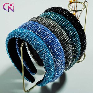 CN 5 unids/lote, diadema de cristal de colores brillantes y delicada para mujer, banda para el pelo de esponja gruesa elegante, accesorios para el cabello de boda X0722