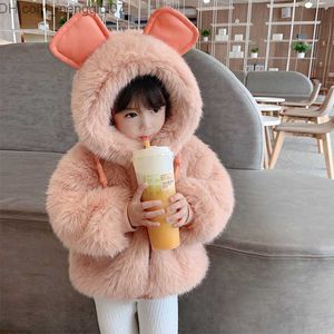 Coat Cute Ohio State University Radio Observatory Plush Baby Jacket 2023 Autumn Winter Warm Faux Fur Coat Girls Hooded Snow Coat Soft Children's Jacket Z230719