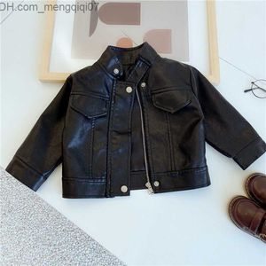 Coat Girls' leather jacket spring and autumn children's waterproof and windproof black jacket baby handsome motorcycle clothing TZ126 Z230719