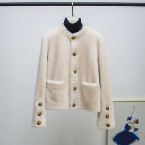 Haining – manteau en cuir d'agneau intégré pour femme, court, en fourrure cisaillée, à la mode et élégant, nouvelle collection hiver 2023, 3262