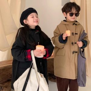 Manteau d'hiver chaud pour bébés filles et garçons, veste épaisse rembourrée avec capuche, mode coréenne, vêtements d'extérieur longs pour enfants