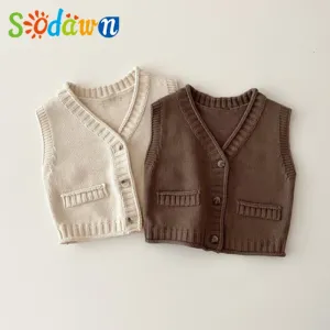 M manteaux Sodawn Autumn Winter Winter Tricot Cardigan Jacket Toddler Toddler Sans manche gilet pour Girl Baby Boy Clothes for 624m