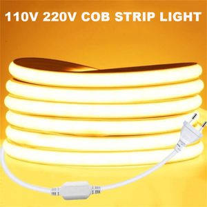 Cob LED Light Light 220V 110V 288leds / m 360leds / m Ruban à LED extérieur flexible pour l'éclairage de jardin de cuisine