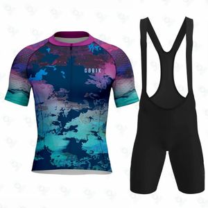 Cobik Mens Bicycle Wear Powder Ink Element Cycling Jersey Clothes Claides Summer Ciclismo Hombre Road Bike sets 240416