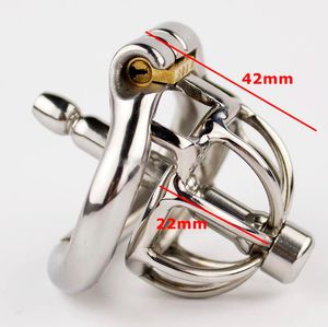 Cock Chastity Devices Jaula con catéter uretral Spike Acero inoxidable Super Small Male 1Quot; Juguete sexual con tapón de anillo para pene con bloqueo de pene corto