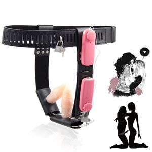 Cockring's Thong Harness Chastity Pants PU Leather Female Chastity Belt Ropa interior Bragas con doble anal Butt Plug Dildo Sex T L1 230801