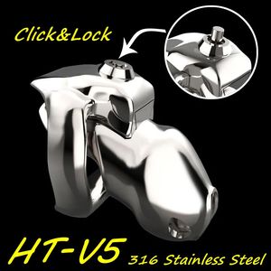Cockrings CHASTE BIRD 316 Stainless Steel Metal HTV5 Click Lock Male Chastity Device Cock Cage Penis Ring Belt Fetish Adult Sex Toys 231204