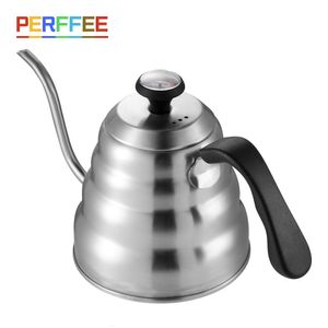 Cafetières 1L1.2L Goutte À Goutte Bouilloire Thermomètre Verser Sur Café Théière Cygne Long Cou En Acier Inoxydable Bouche Mince Col De Cygne Nuage Goutte À Goutte Bouilloire 230712