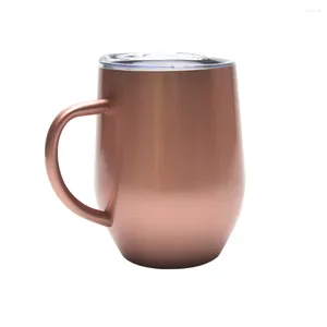 Pots à café eau de cocktail en acier inoxydable tasse portable pratique en verre isolé à double paroi scellé voyage avec couvercle poignée incurvée simple