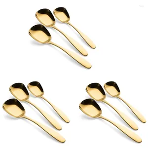 Capas de café 9 pcs cucharadas de acero inoxidable cucharas planas chino sopa plateada cena de té de oro juegos de cuchara de oro accesorios de cocina-oro
