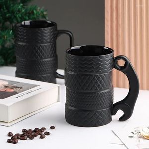 Conjuntos de utensilios de café, taza creativa de 500ML, taza de cerámica de gran capacidad con forma de neumático, oficina, hogar, café, desayuno