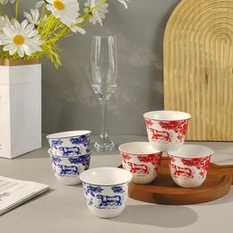 Coffet sets 6cups 6 assiettes de la personnalité européenne illustration créative Feng Ruyi Tiger Series Afternoon Tea Durkey Small Tecup Coffee