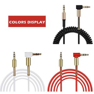 Cable de audio estéreo en espiral de 3,5 mm macho a macho Cable auxiliar universal Cables auxiliares para altavoces bluetooth para automóvil Auriculares Auriculares PC Altavoz MP3 2021